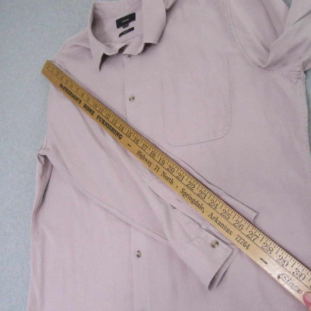 Vince Mens Button Up Dress Shirt 2XL Pink Classic Fit Stretch Long Sleeve‎